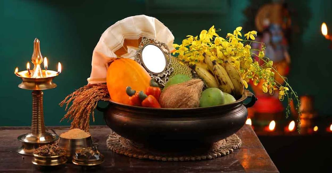 vishukkani-c Vishu kani, the auspicious ritual, has significance in Kerala New Year, Vishu. AALA IMAGES/ shutterstock